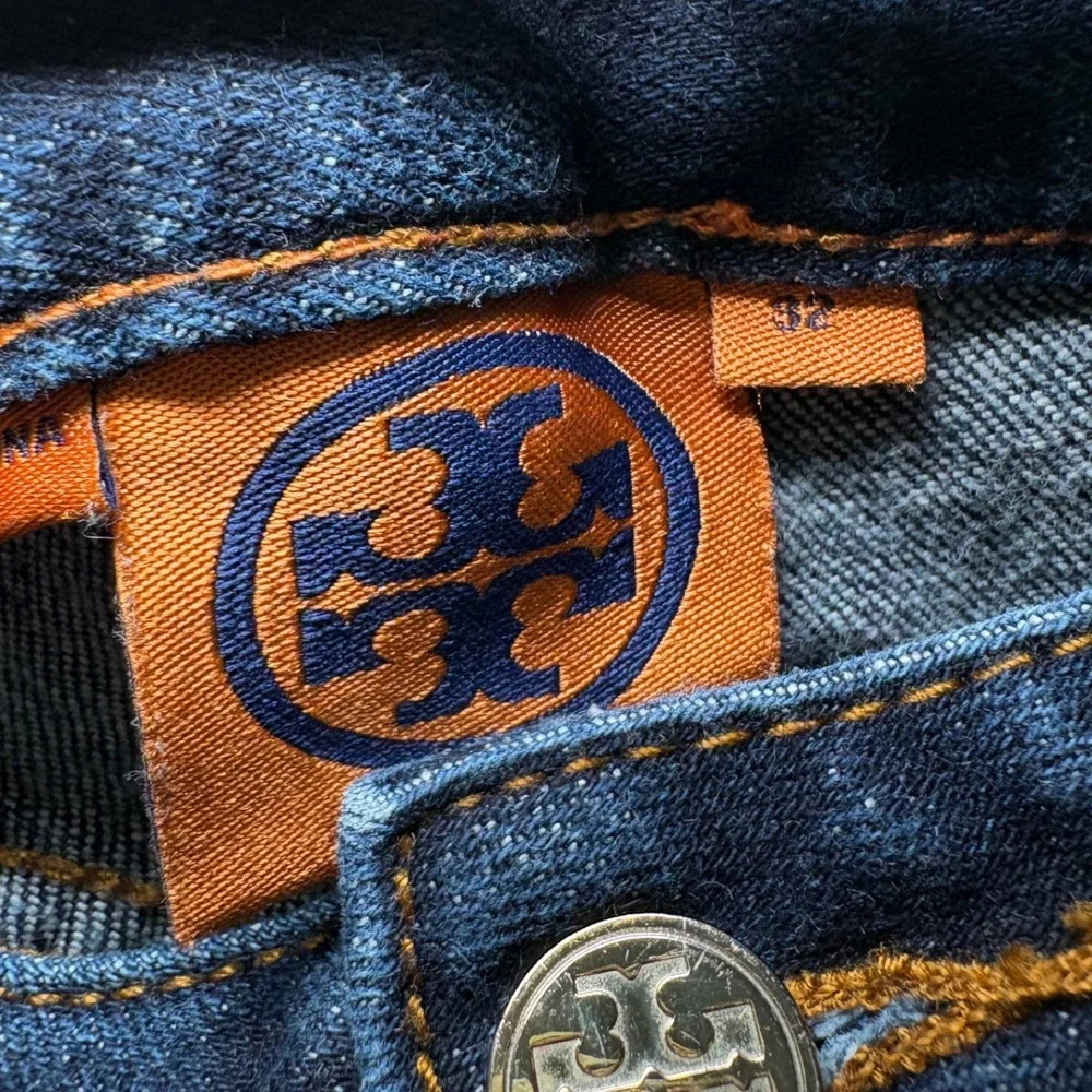 Tory Burch Super Skinny Jeans Dark Wash Indigo Stretch Denim Size 32